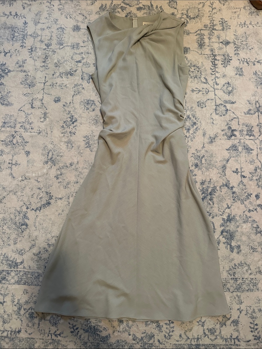 MM Lafleur Sleeveless Twist-Neck Midi Dress in Grey